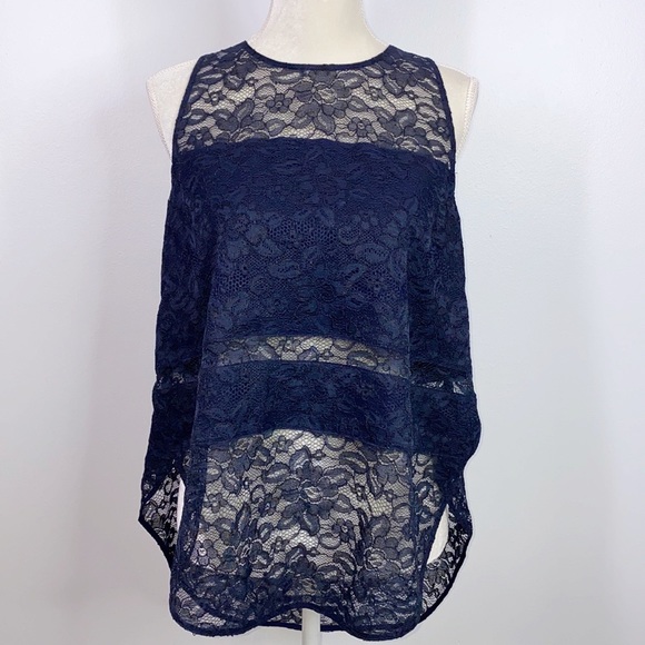 Sachin + Babi Tops - Sachin + Babi navy floral lace sleeveless blouse Large